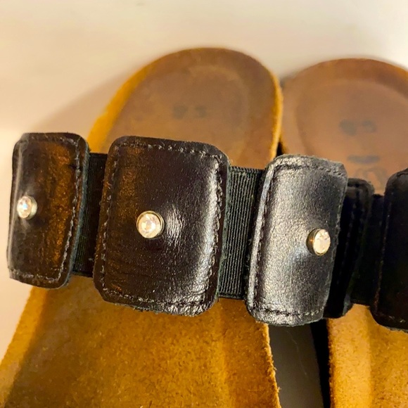 Naot -Ashley Black Madras Black Leather Wedge Sandal with Rhinestones Size 9.5 - Picture 9 of 10